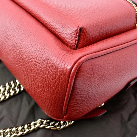GUCCI  Soho Leather Chain Backpack Red - Picture 9 of 13
